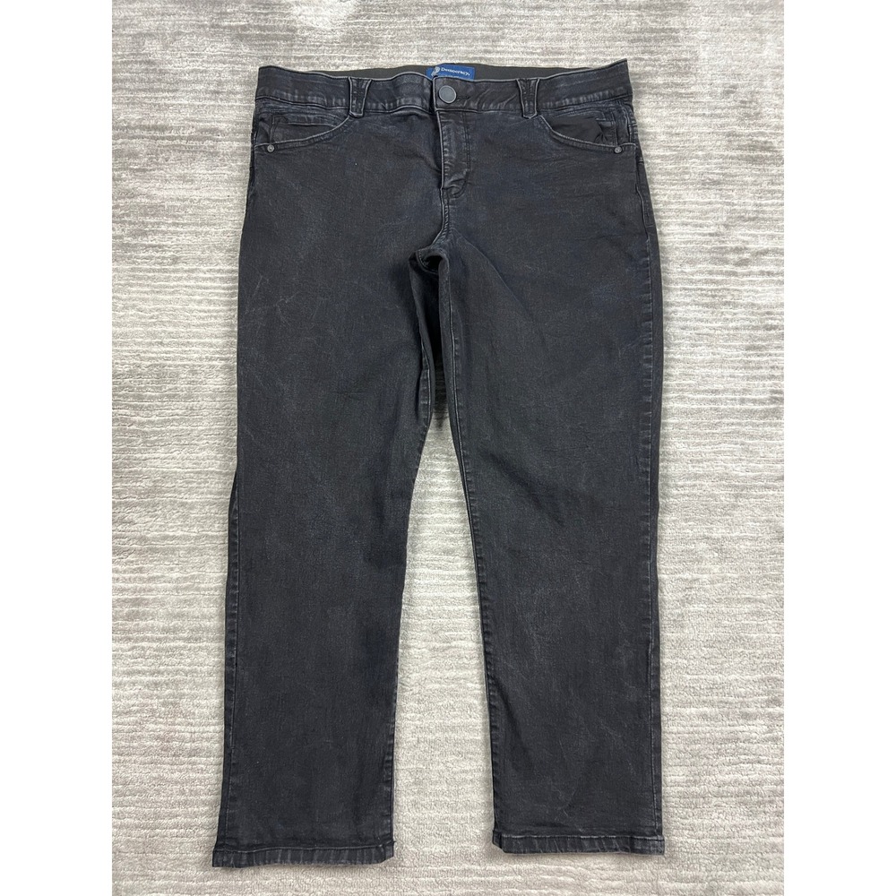 Democracy Jeans Women 20W Black Ab solution Straight Leg Faded Stretch Denim